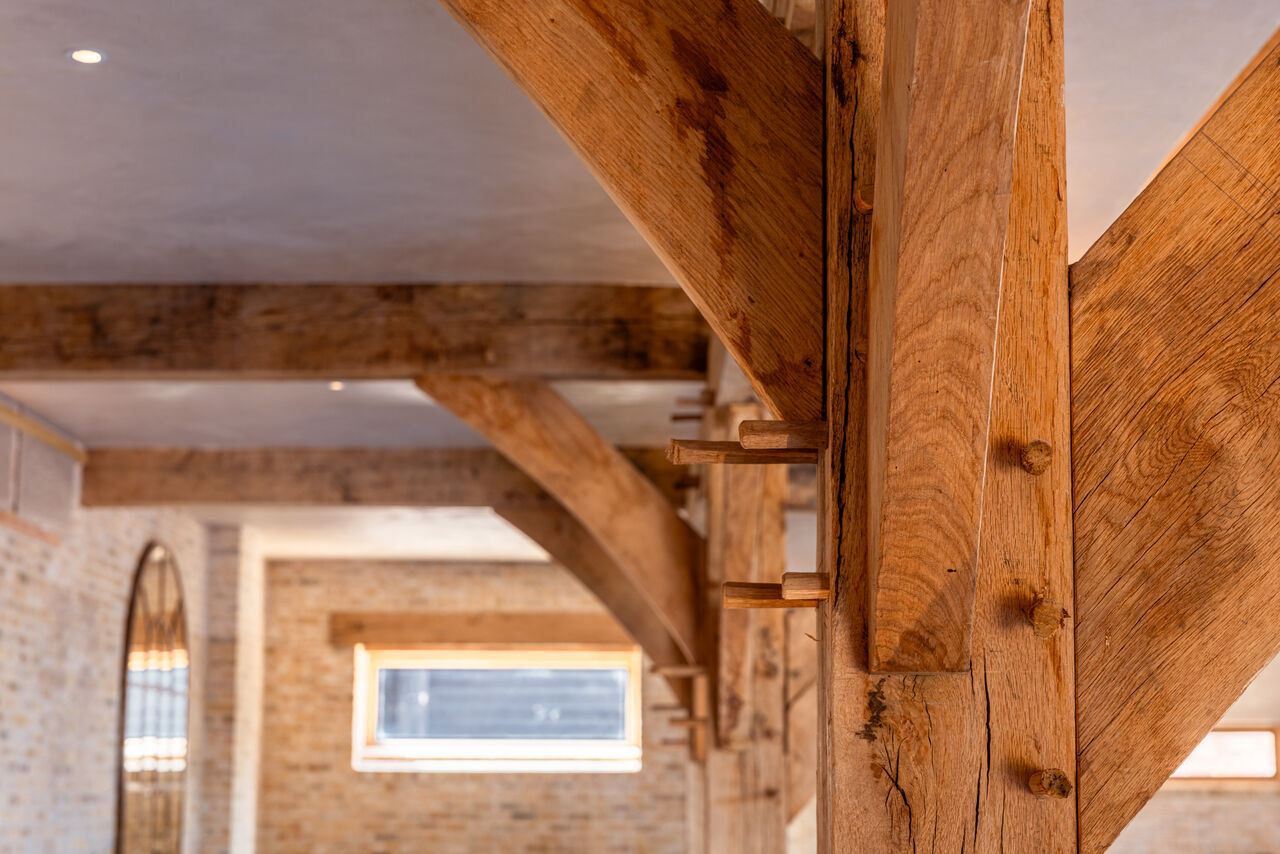 Handmade oak-framed pool house