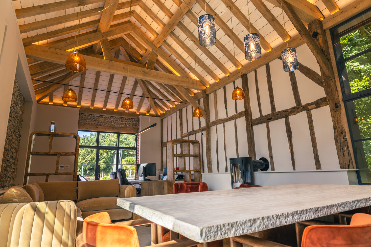 Grade II flint barn restoration