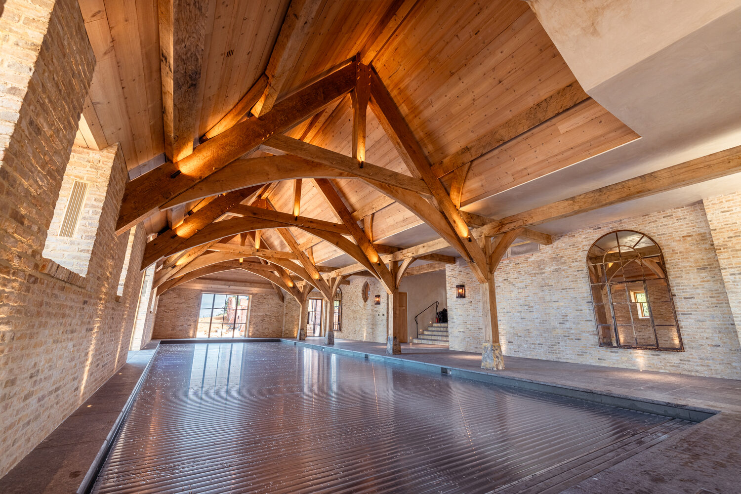 Oak-framed pool house